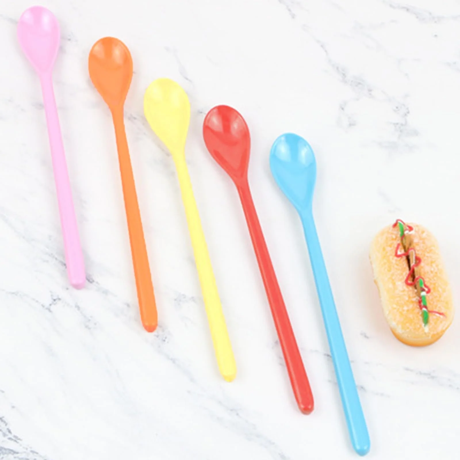 Ложки пластикові довгі Набір 6 шт Різнокольорові, фото №6
