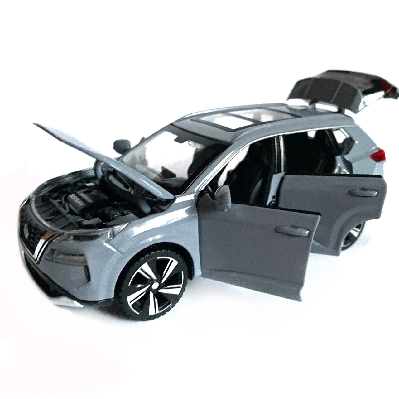 Игрушечная машинка металлическая Nissan X-Trail VC-Turbo 300 ниссан серая звук свет инерция откр двери, фото №4