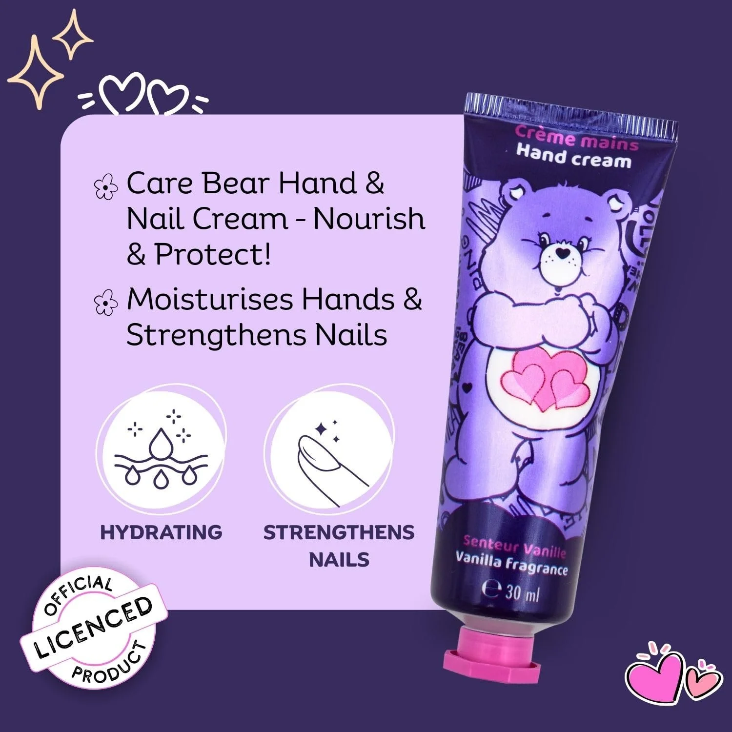 Крем для рук TAKE CARE Lucky Bears Зволожуючий Аромат Ваніль Веган Зволоження Дитячий Юніор 30 мл, фото №2