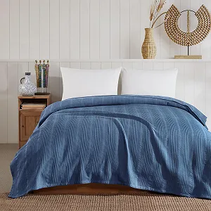 Покрывало Elart Elegant Versatile, хлопковое летнее, воздушное легкое и мягкое натуральное пике, идеальное для семьи, синее, 210 x 230 см - Фото 1