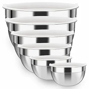 Купить Набор мисок Luvan 304 Stainless Steel 6 шт (4, 3.2, 2.5, 1.8, 1.45, 0.96 L) из нержавеющей стали с крышками Silver - Фото 1 Набор мисок Luvan 304 Stainless Steel 6 шт (4, 3.2, 2.5, 1.8, 1.45, 0.96 L) из нержавеющей стали с крышками Silver - Фото 1
