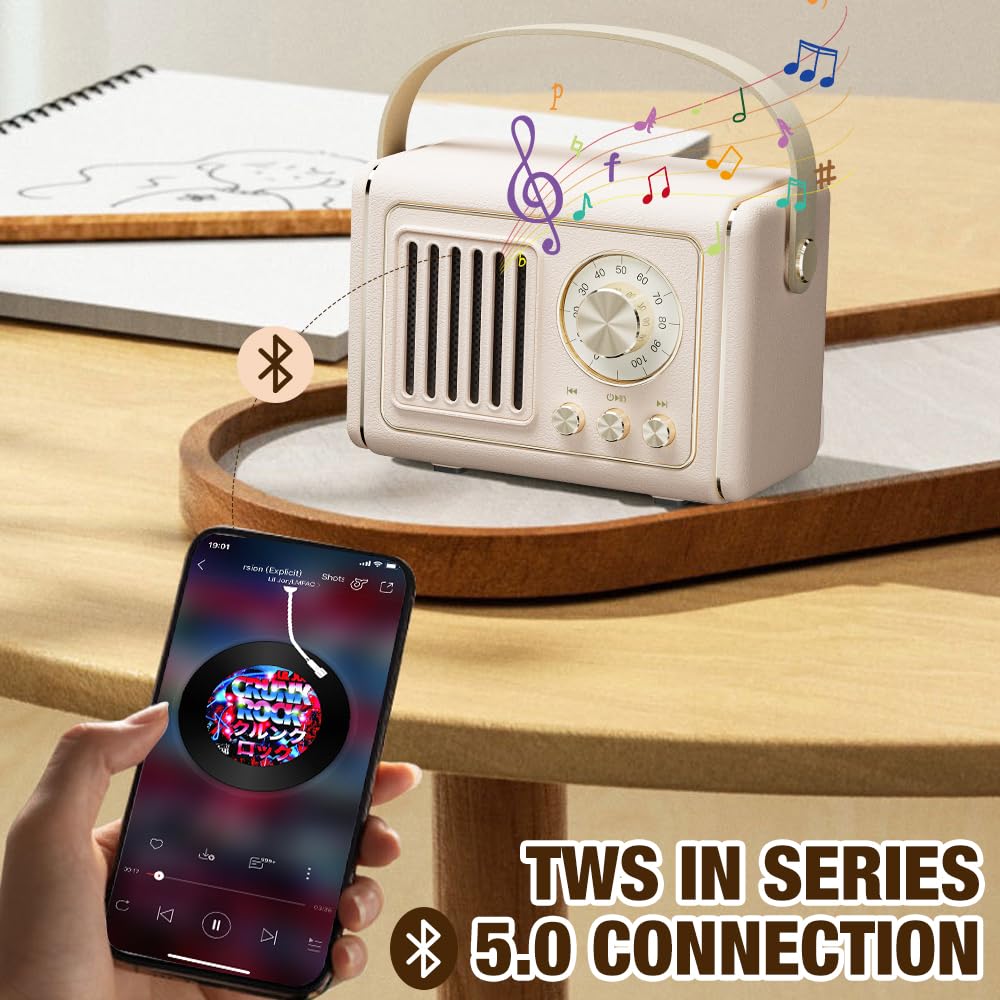 Колонка Mineup Nostalgia Radio Small Mini Bluetooth Cream, фото №5