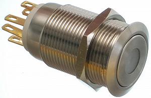 Кнопка антивандальна VJ Parts d22mm стрижка 19mm h33mm 2 положення 6 контактів індикація - Фото 1