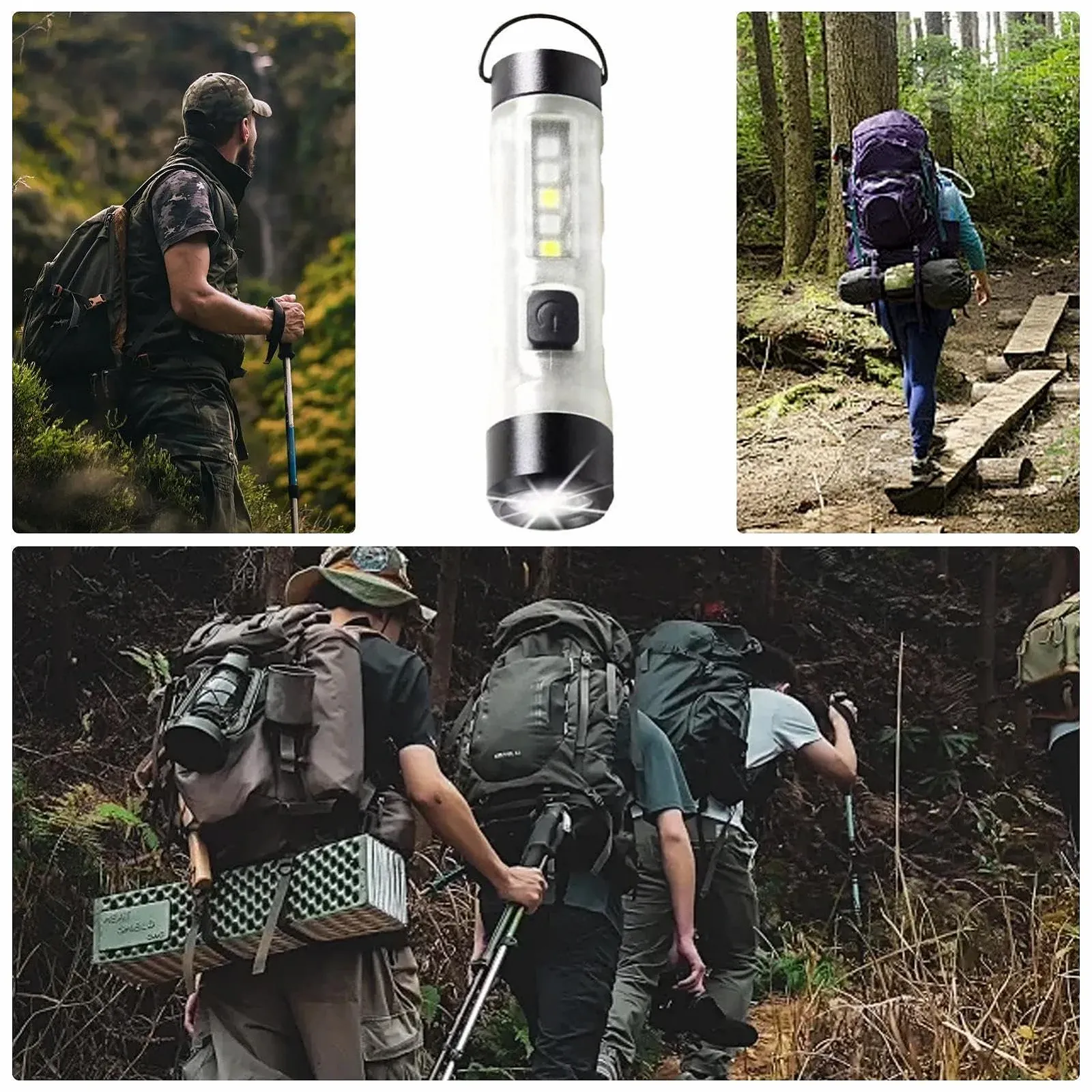 Компактный дорожный фонарик, многофункциональный фонарик-брелок, USB зарядка, карманный фонарик, водонепроницаемый фонарик-брелок, портативный фонарь для кемпинга, фонарик для походов, легкий светодиодный фонарик, фото №7