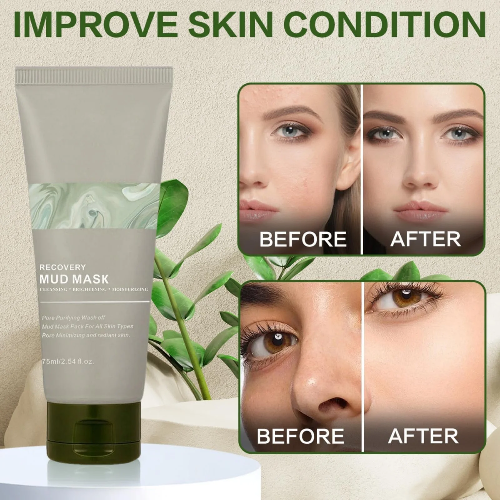 Маска для лица Восстановление, для чувствительной кожи, Грязевая маска, Питание Mu/dMask Re/Lief, для глубокого очищения, Re/Lief Night Wrapping, фото №2