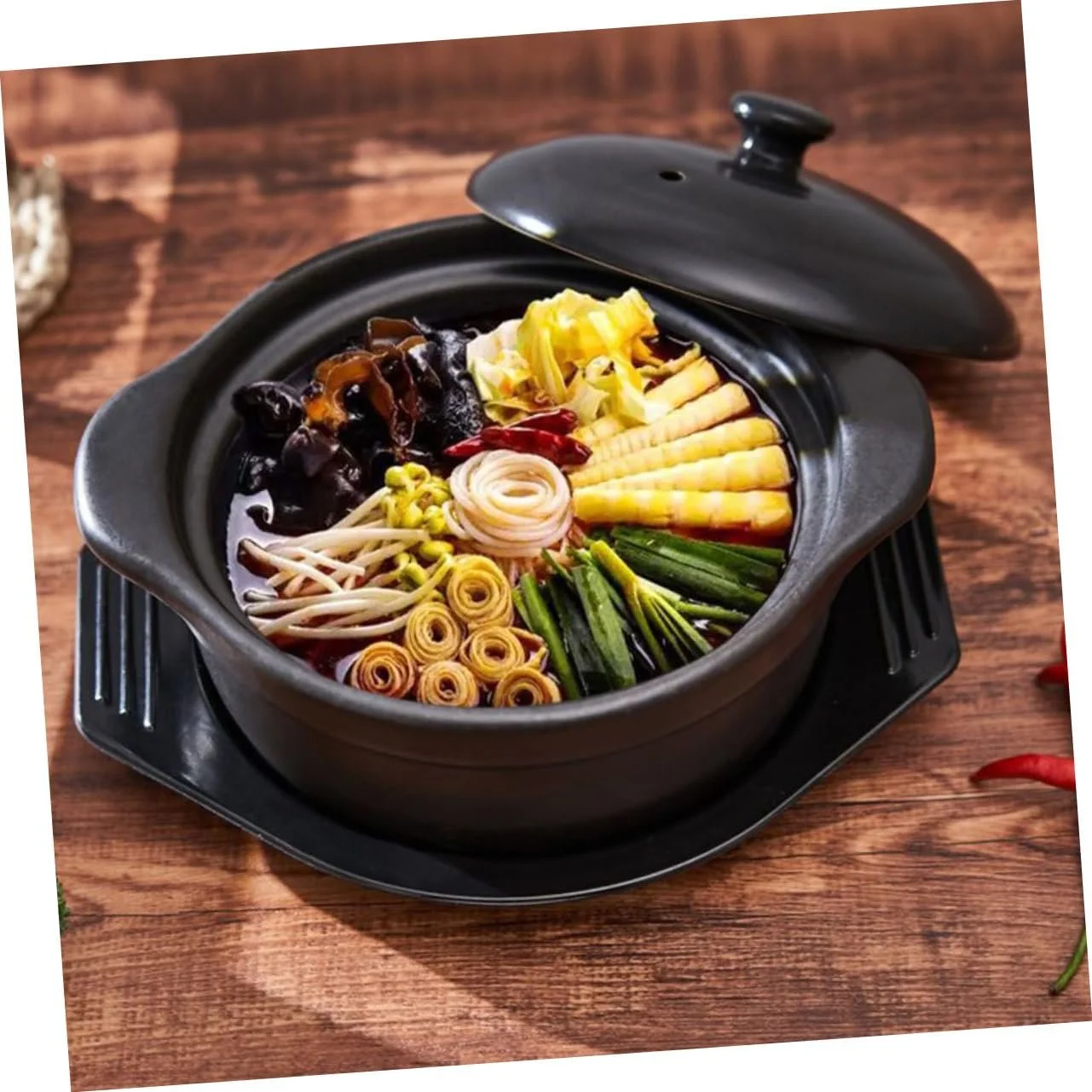 Каструля-кокор Sosoport керамічна для тушкування з кришкою багатофункціональна побутова для супу та курки, фото №3