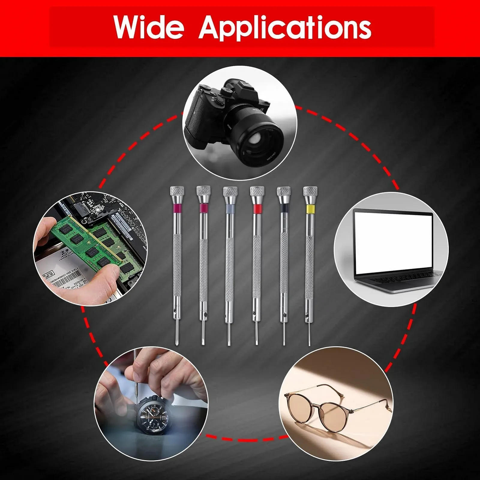 Набір викруток прецизійних мікро 0.8-1.6 мм 6 шт. із запасними лезами та кейсом, фото №3