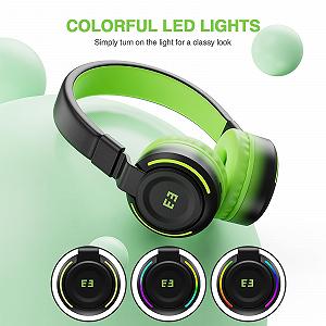 Наушники seenda Bluetooth Children's 85/94 dB Чёрно-зелёные synthetic.ua - Фото 1