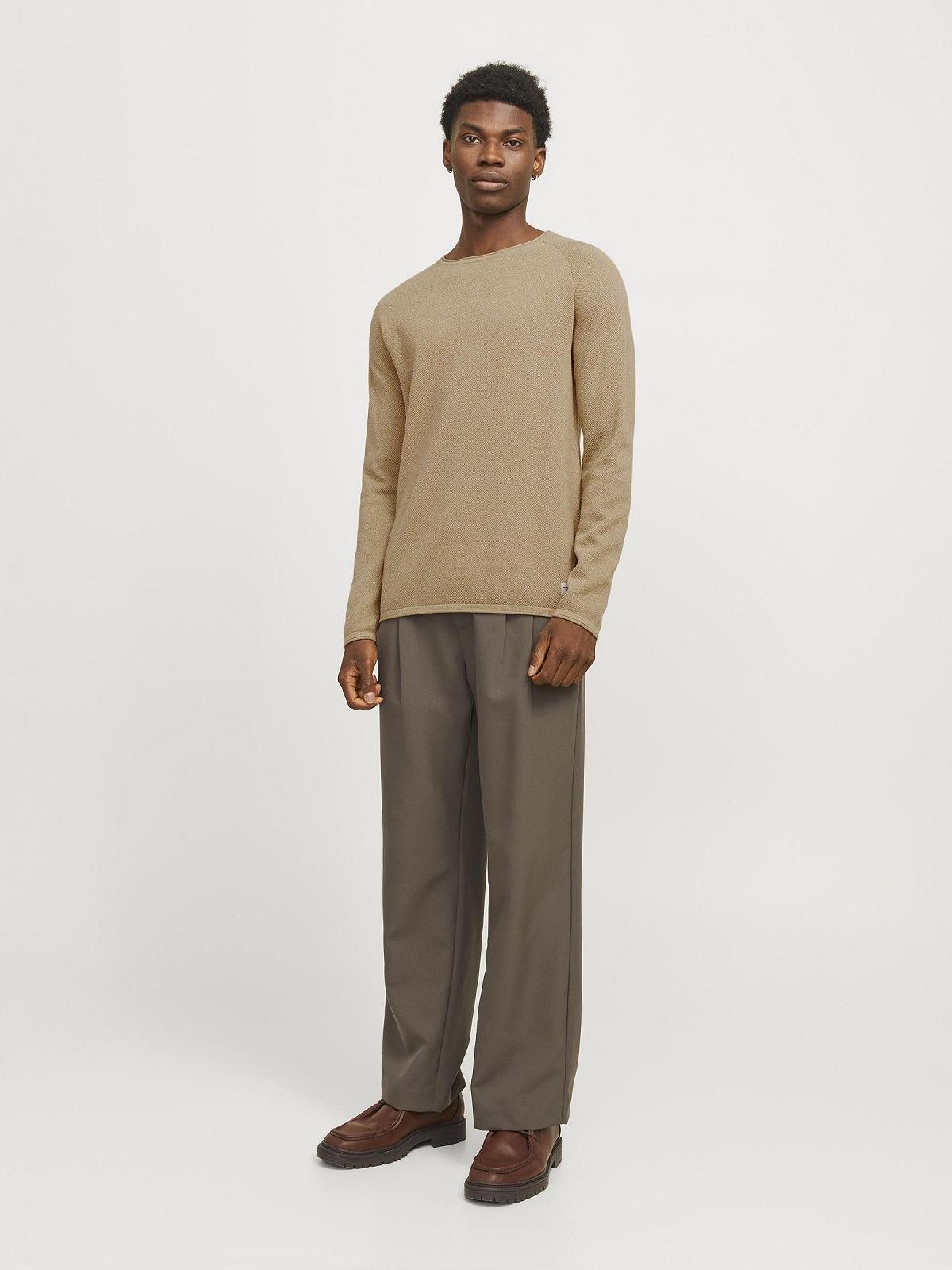 Вязаний пуловер JACK & JONES JJEHILL, чоловічий, з круглим вирізом, базова модель, з довгими рукавами, бавовняна сорочка, фото №4