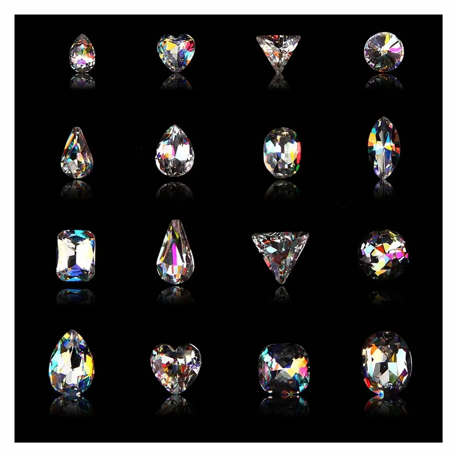 Скляні стрази K9 Прозорі грановані коштовні камені Прозорі для прикраси нігтів Кристали Wanglan, пачка 100 штук, фото №1