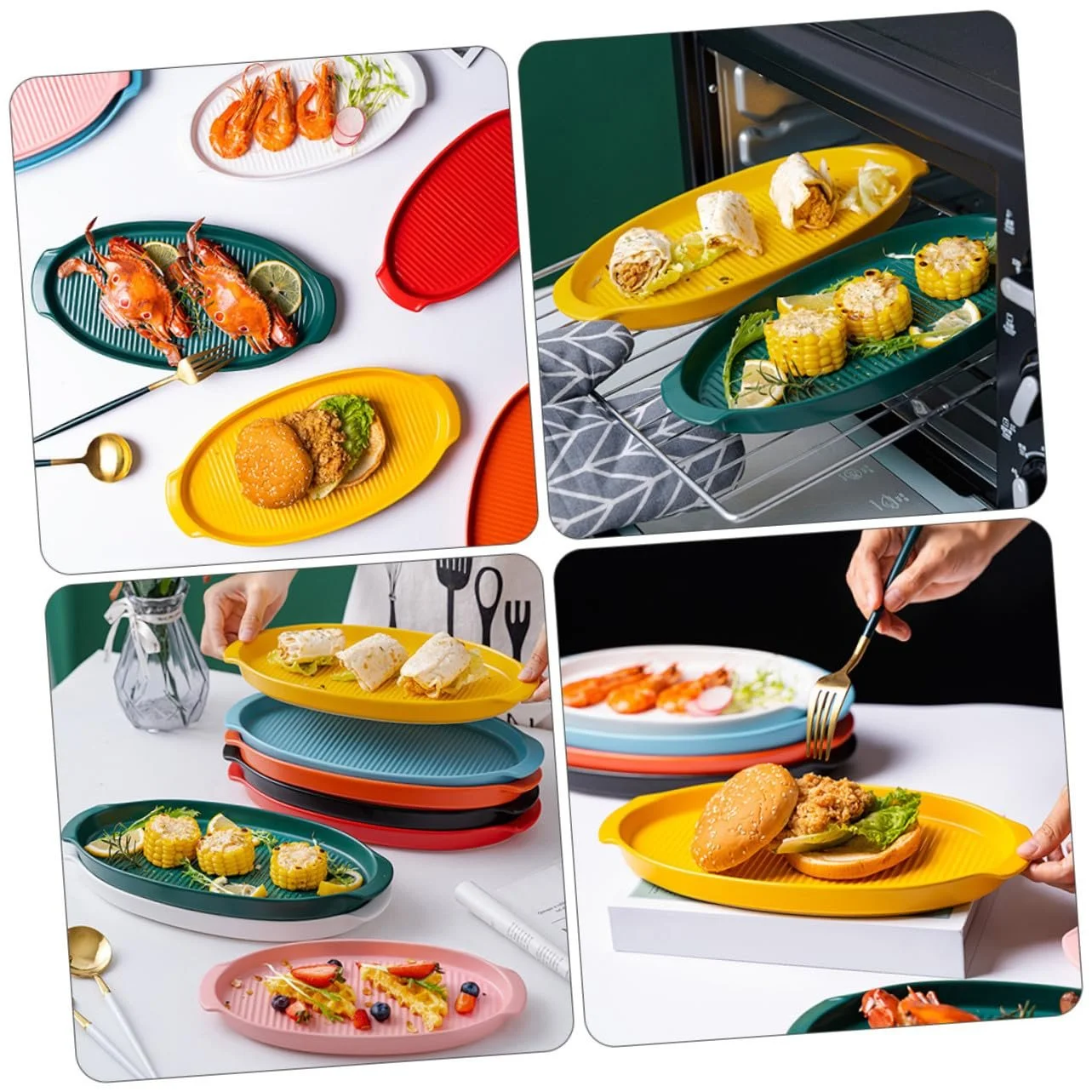 Форма для запекания керамическая овальная с ручками желтая малая, фото №2