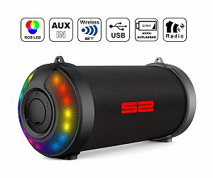 Портативна колонка S2-Digital S-Tube LED Зовнішня Bluetooth FM-радіо RGB LED ефект synthetic.ua - Фото 1
