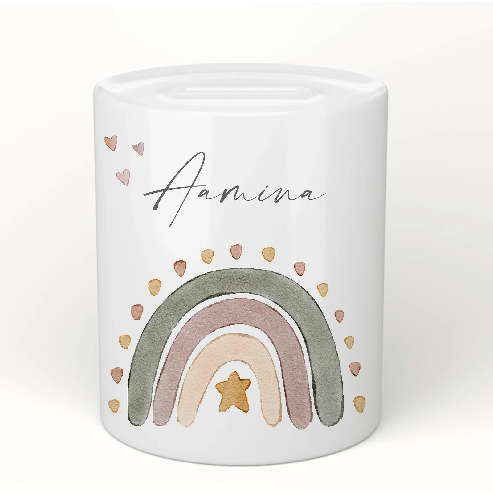 Скарбничка Manufaktur Liebevoll персоналізована Веселка для дітей керамічна, фото №1