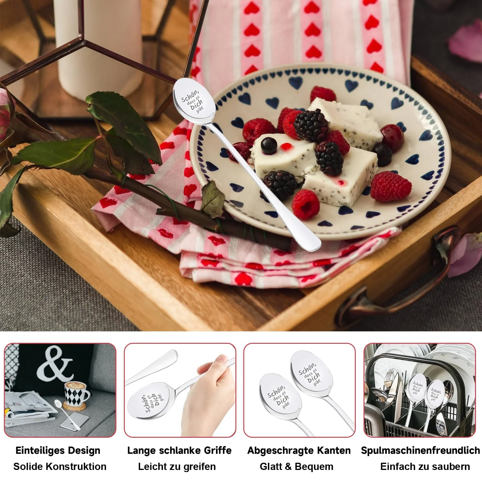 Набір з 2 кавових ложок з гравіюванням Sch You00f6n, Dass Es Dich Gibt, фото №4 Набір з 2 кавових ложок з гравіюванням Sch You00f6n, Dass Es Dich Gibt, фото №4