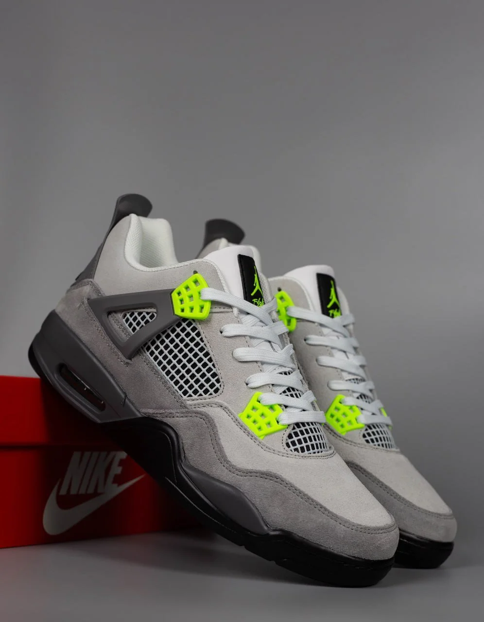 Мужские кроссовки Nike Air Jordan 4 Retro Grey light green, фото №7 Мужские кроссовки Nike Air Jordan 4 Retro Grey light green, фото №7