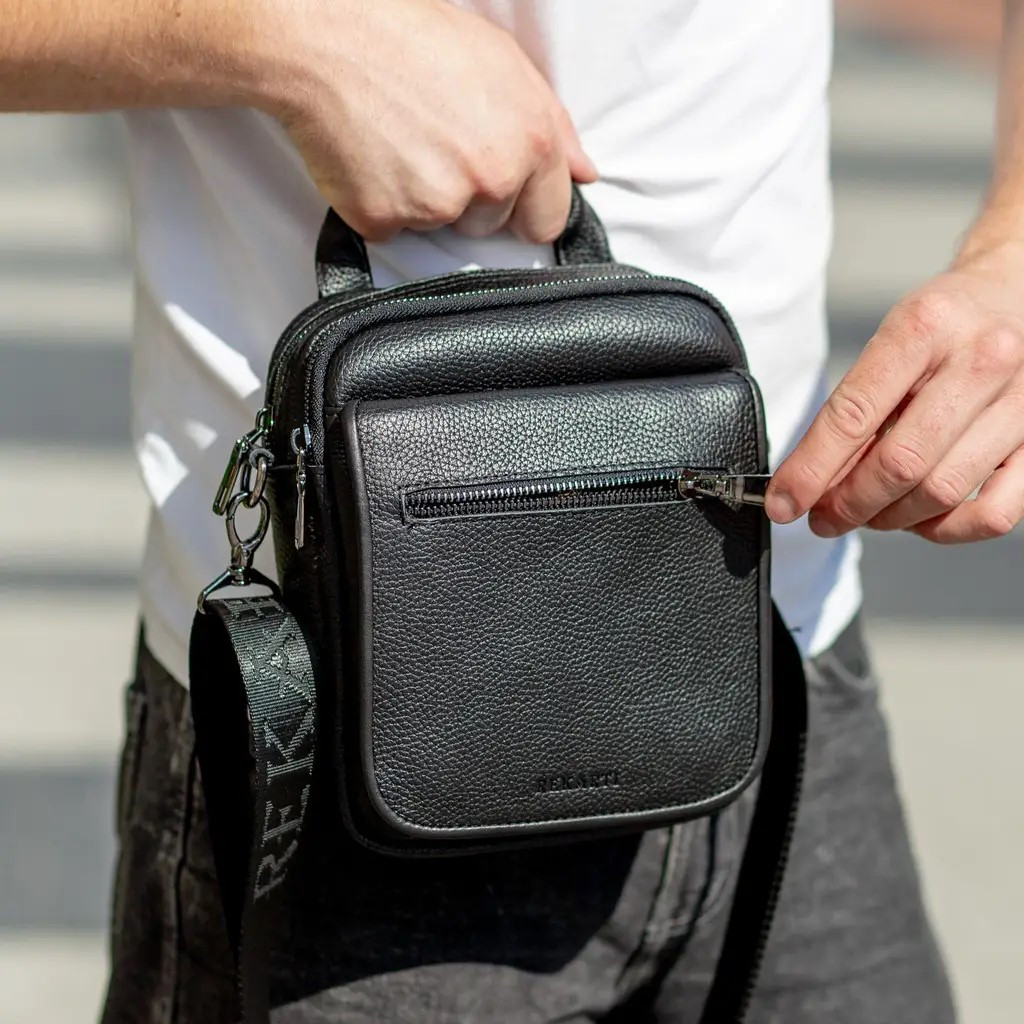 Мужская сумка-мессенджер из натуральной кожи черная TD-10899, фото №1 Мужская сумка-мессенджер из натуральной кожи черная TD-10899, фото №1
