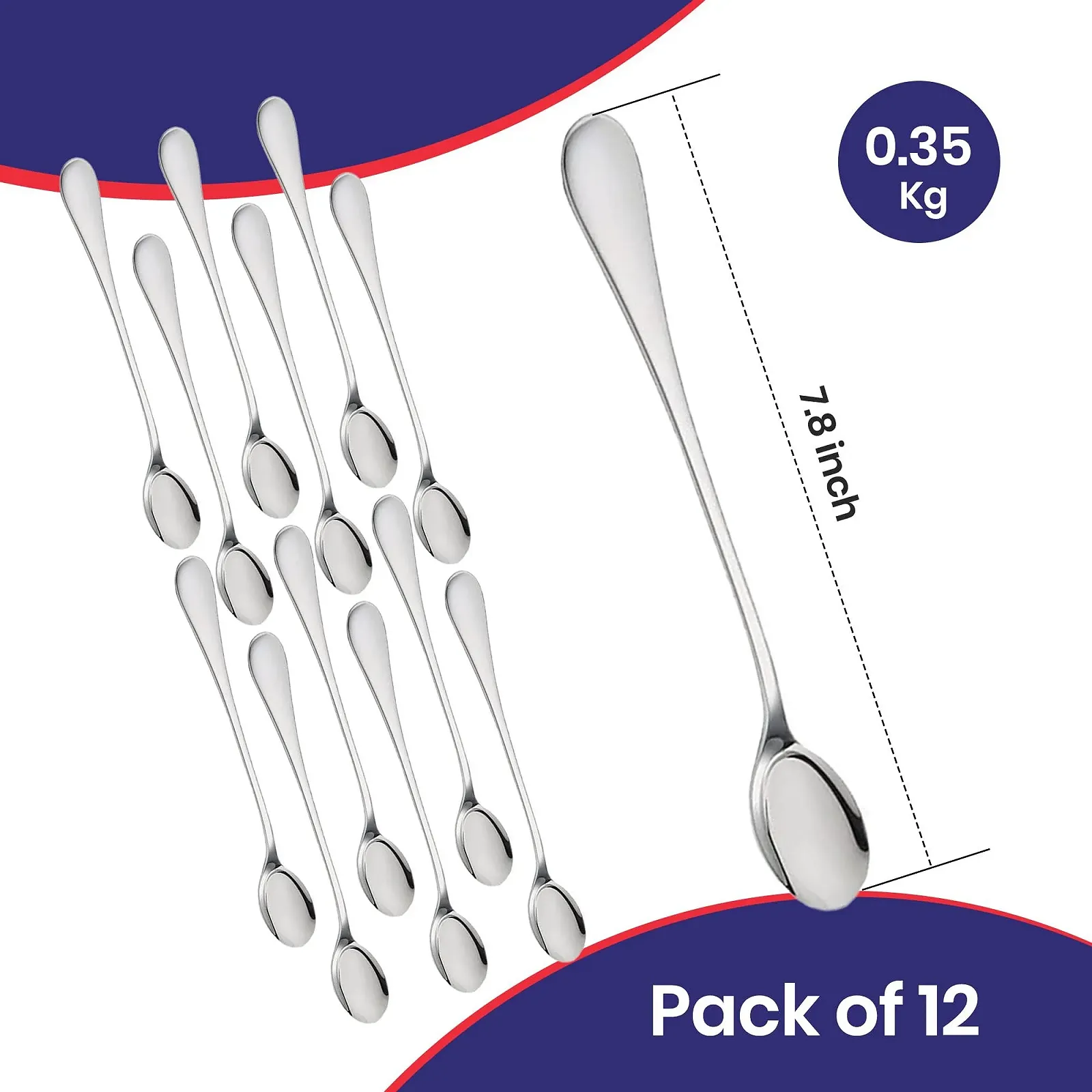 Ложка для лате з нержавіючої сталі 20 см, набір 12 штук, фото №7