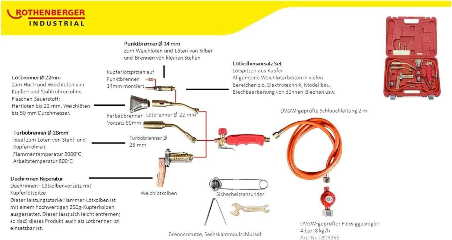 Паяльний набір ROTHENBERGER Rotherm 2000 RED, фото №3 Паяльний набір ROTHENBERGER Rotherm 2000 RED, фото №3