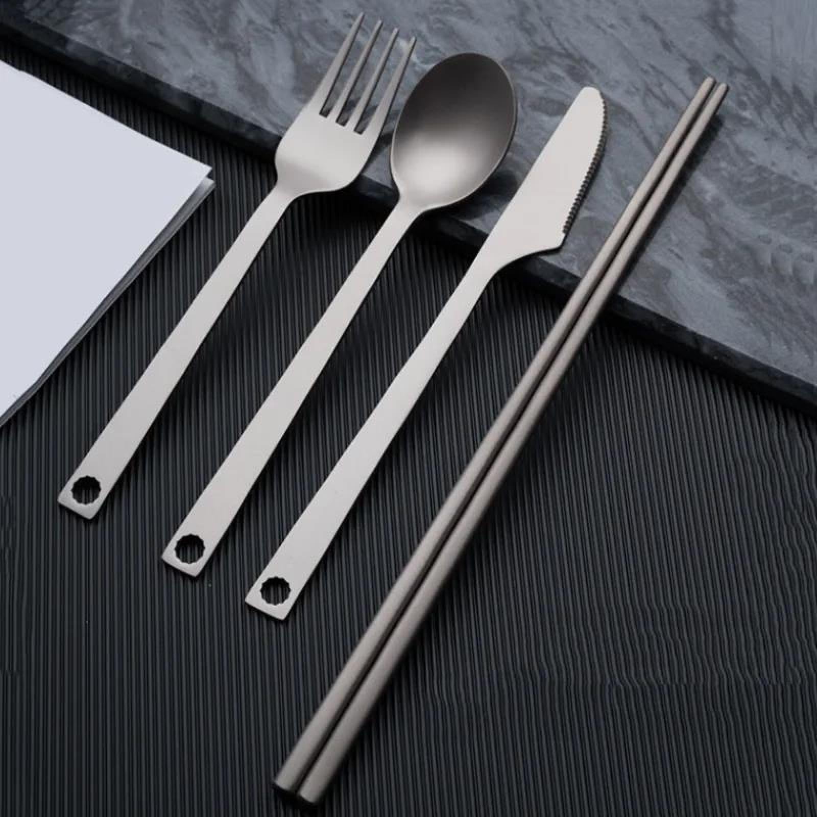Набор столовых приборов Titanium Alloy Outdoor Camping Picnic Ultralight Portable Набор столовых приборов 2 шт., фото №5