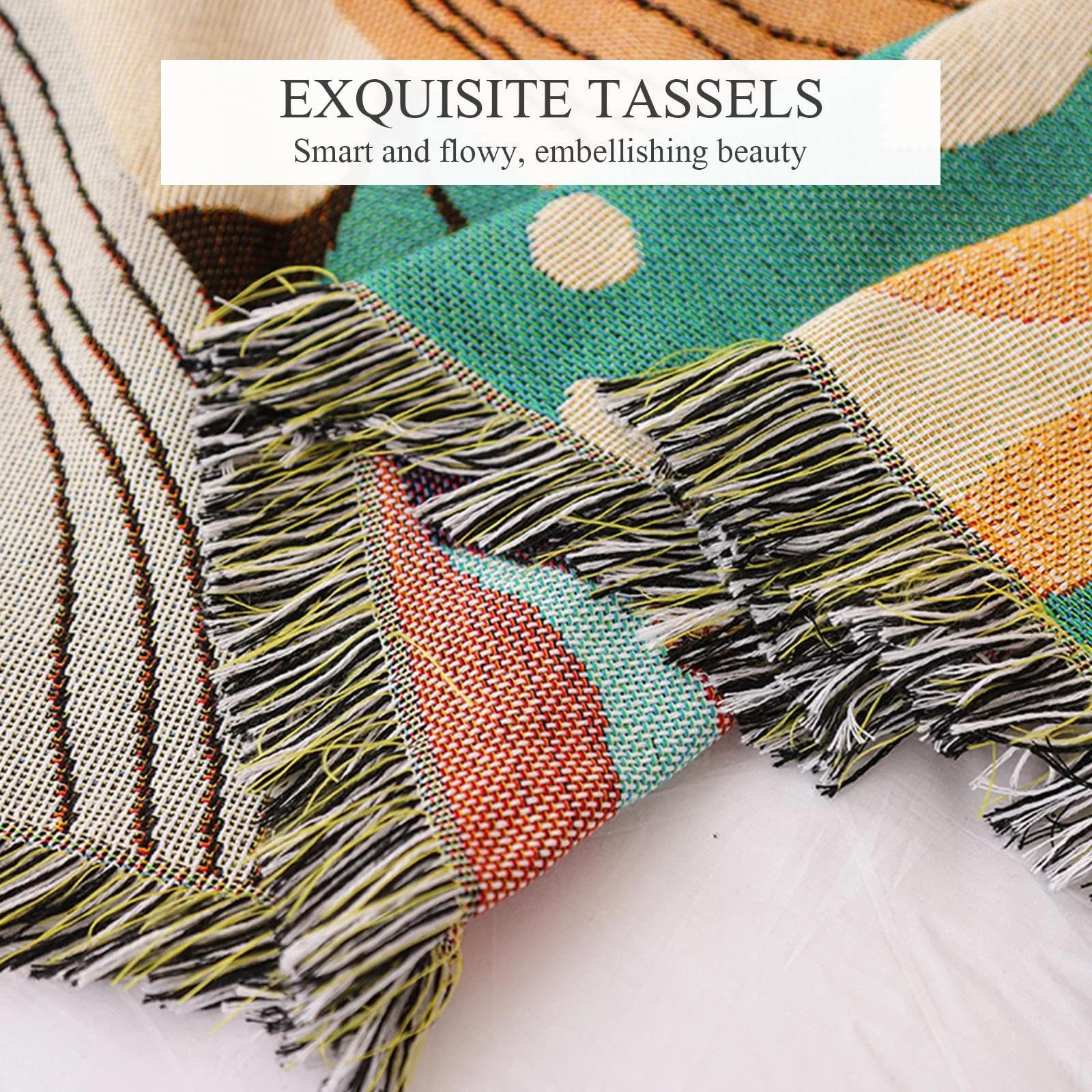 Покрывало Тканое LumiSyne Двустороннее Хлопковое с Кисточками Jungle Богемный Стиль Гобелен Декоративное Покрывало для Кровати Дивана Кресла Кемпинга Скатерть Ковер 160 x 130 см, фото №5 Покрывало Тканое LumiSyne Двустороннее Хлопковое с Кисточками Jungle Богемный Стиль Гобелен Декоративное Покрывало для Кровати Дивана Кресла Кемпинга Скатерть Ковер 160 x 130 см, фото №5