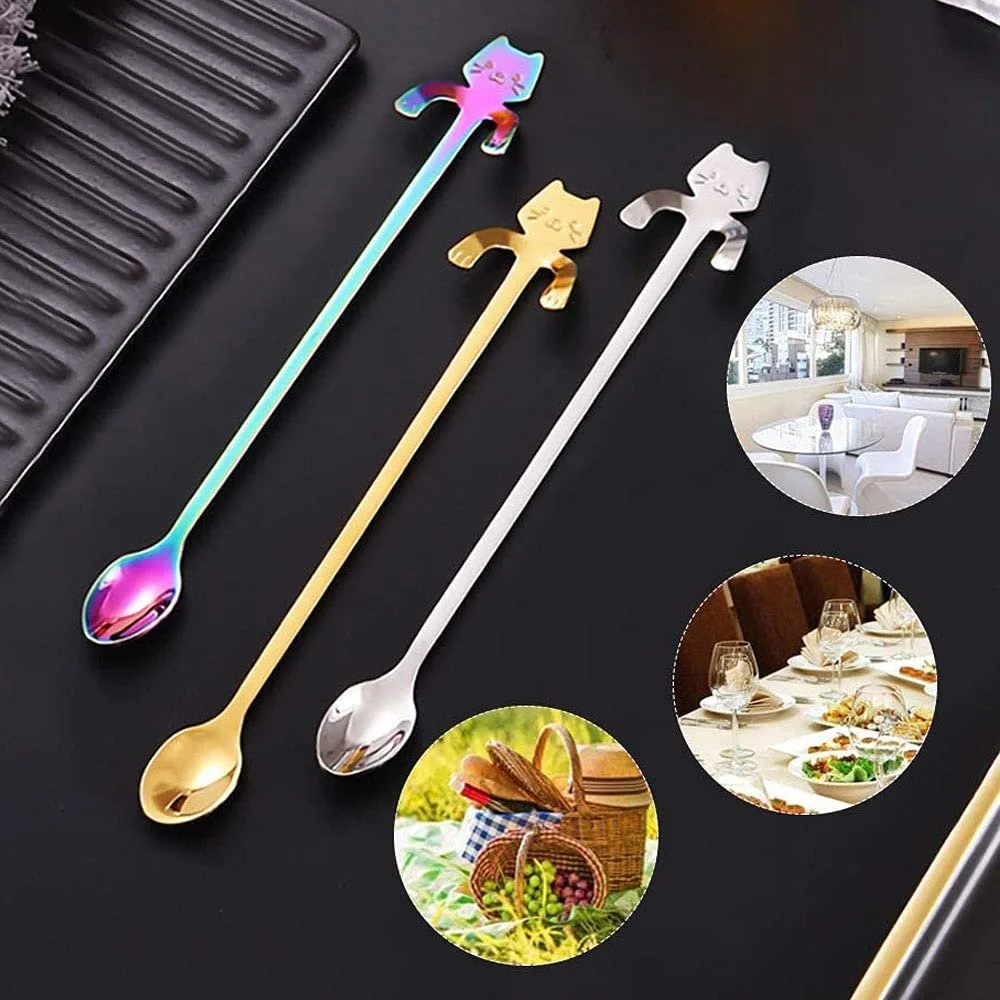 Ложка для кави Тип Міні QQWW Котяча 5 шт. Різнокольорові, фото №8