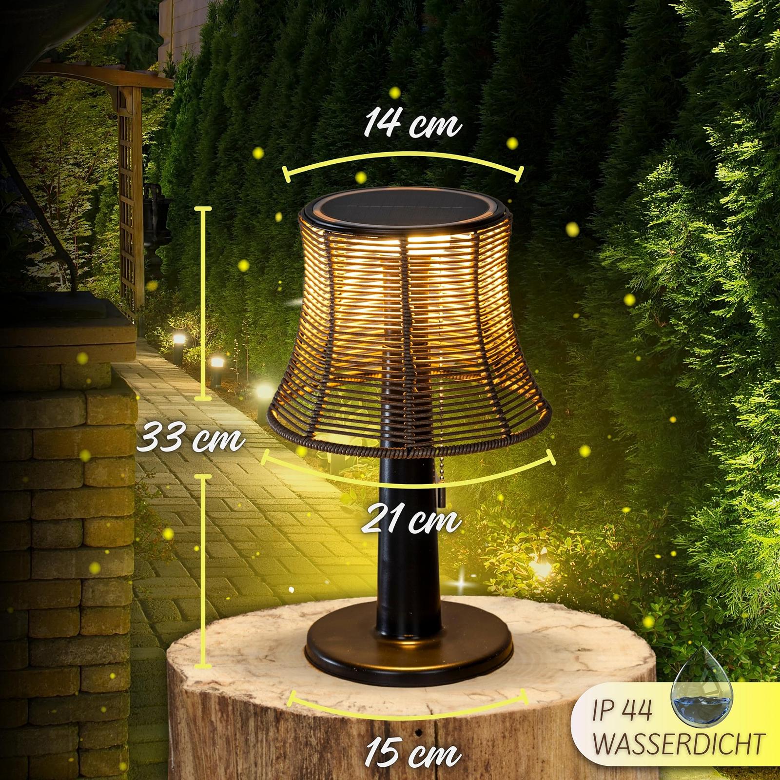 Настільна лампа LED Solar Rattan Look Wireless Portable 10 LED IP44 Black, фото №3