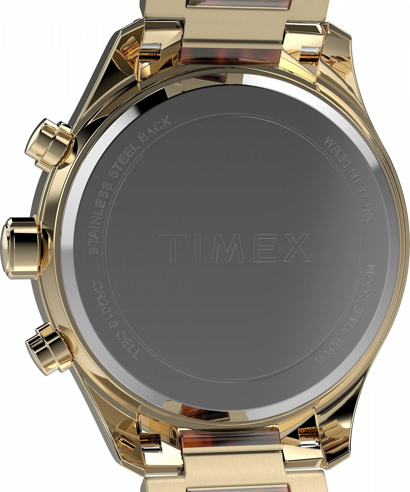 Женские часы Timex Trend 38 мм, золотой браслет из сплава, черный циферблат, золотой корпус TW2Y28300, фото №4