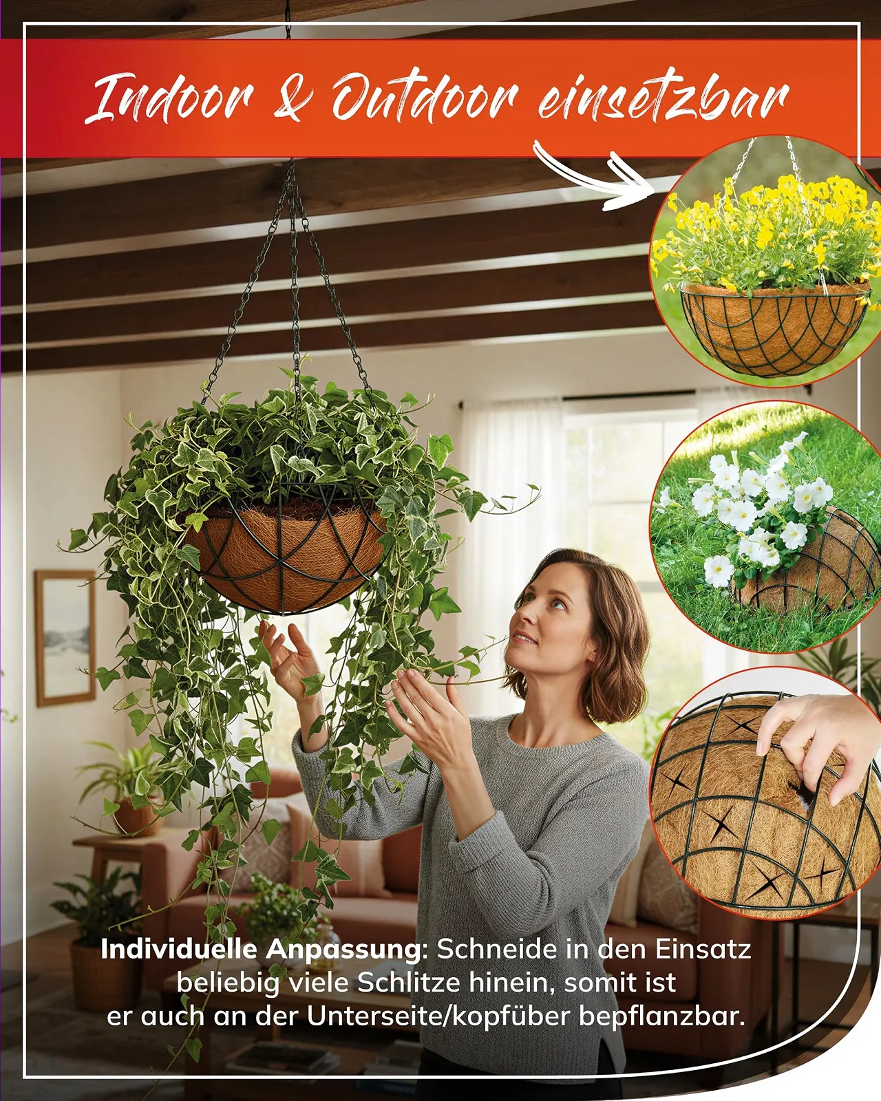 Підвісні кашпо bellissa 97735/97736 з кокосовою вкладкою Ø35 см Набір з 3 шт., фото №6