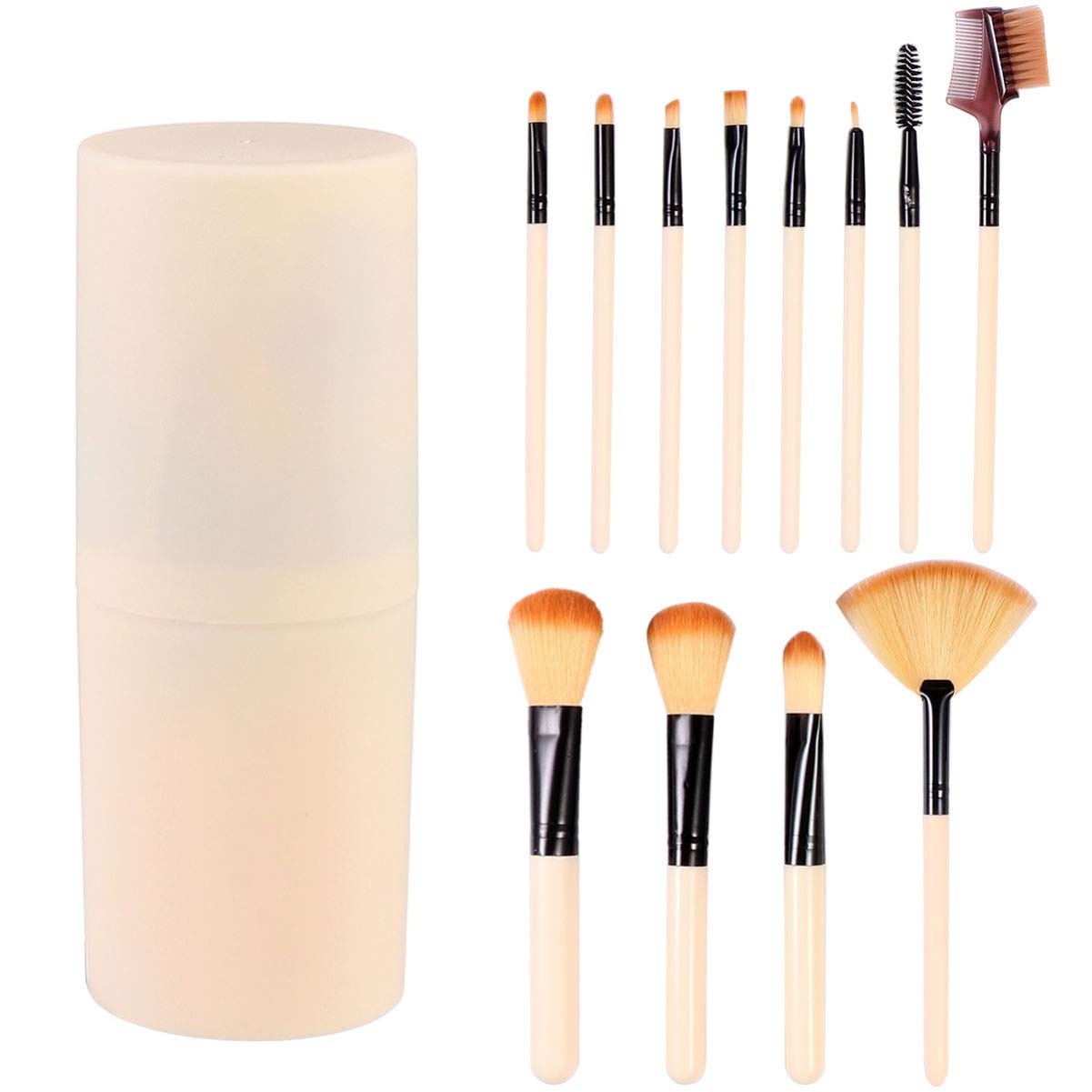 Набор кистей Lurrose 12 шт с держателем для кистей для лица глаз губ в ванную комнату, фото №1