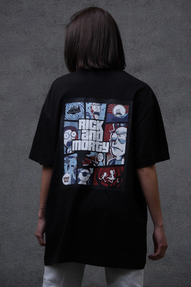 Оверсайз футболка з принтом Without rick and morty Black, фото №6