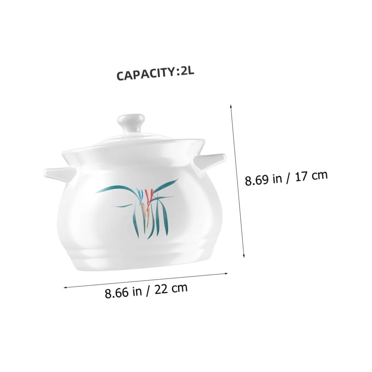 Керамическая кастрюля 2 л термостойкая с крышкой для 1-2 человек, фото №2