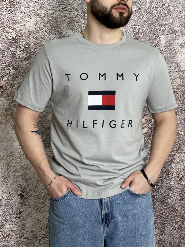 Футболка Tommy Hilfiger сіра вел лого, фото №2