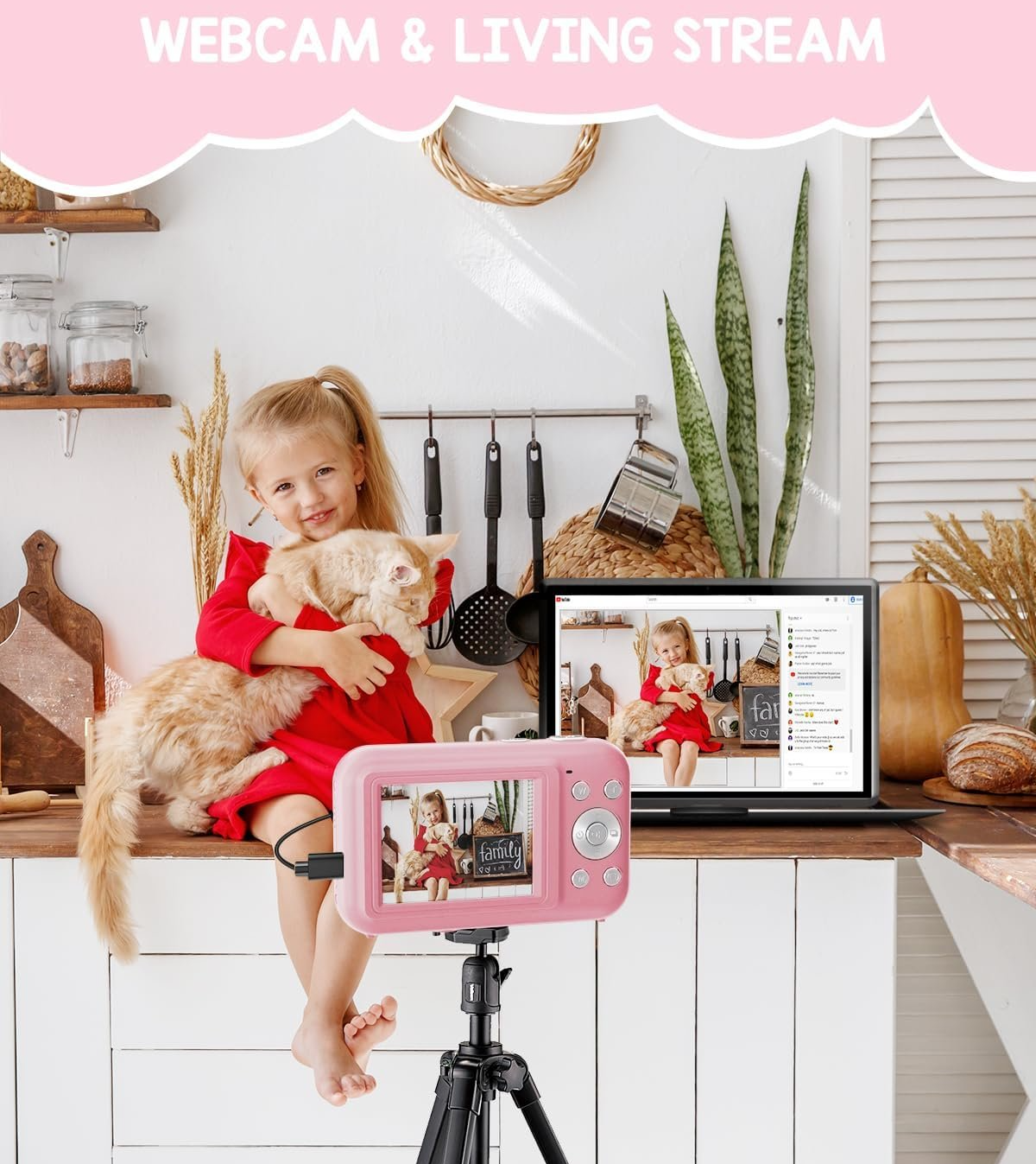 Фотоапарат YLSHGXFC‎ 44 Мп / CMOS / Full HD / 16Х зум / Pink, фото №4