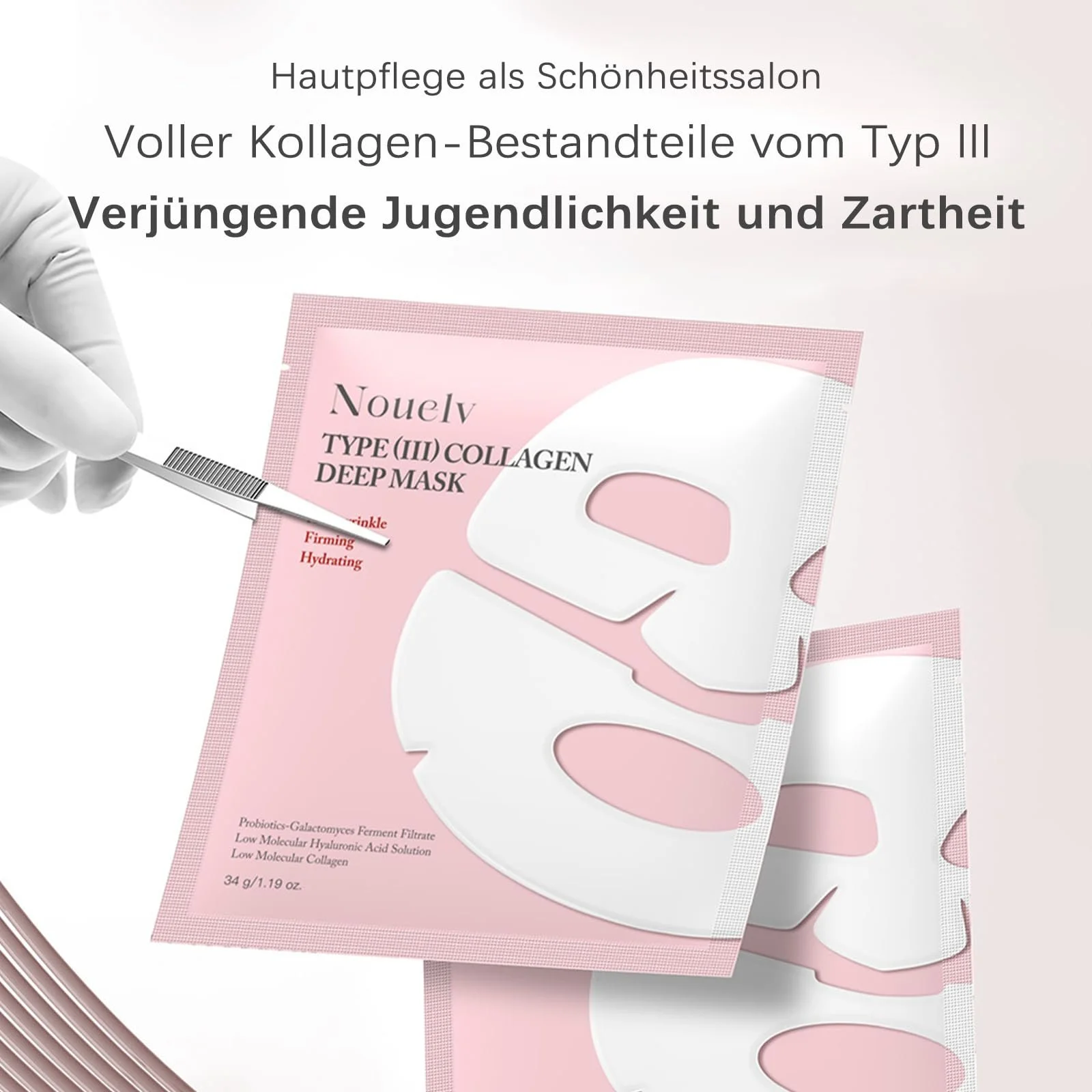 Маска VEROA Набір з 5 органічних масок з колагеном для посилення пружності шкіри, фото №2