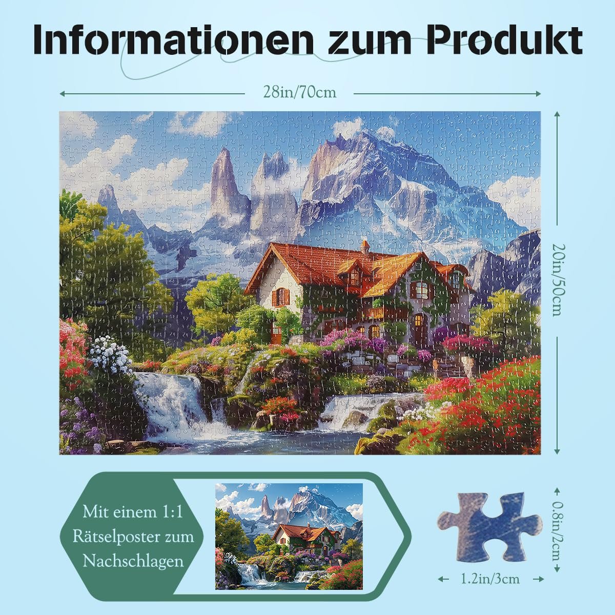 Пазл MISITU Mountains and Villas 1000 деталей 70 x 50 см, фото №2