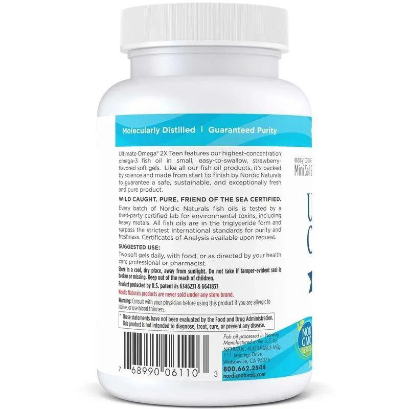 Жирные кислоты Nordic Naturals Ultimate Omega 2X Teen 60 капсул, фото №3