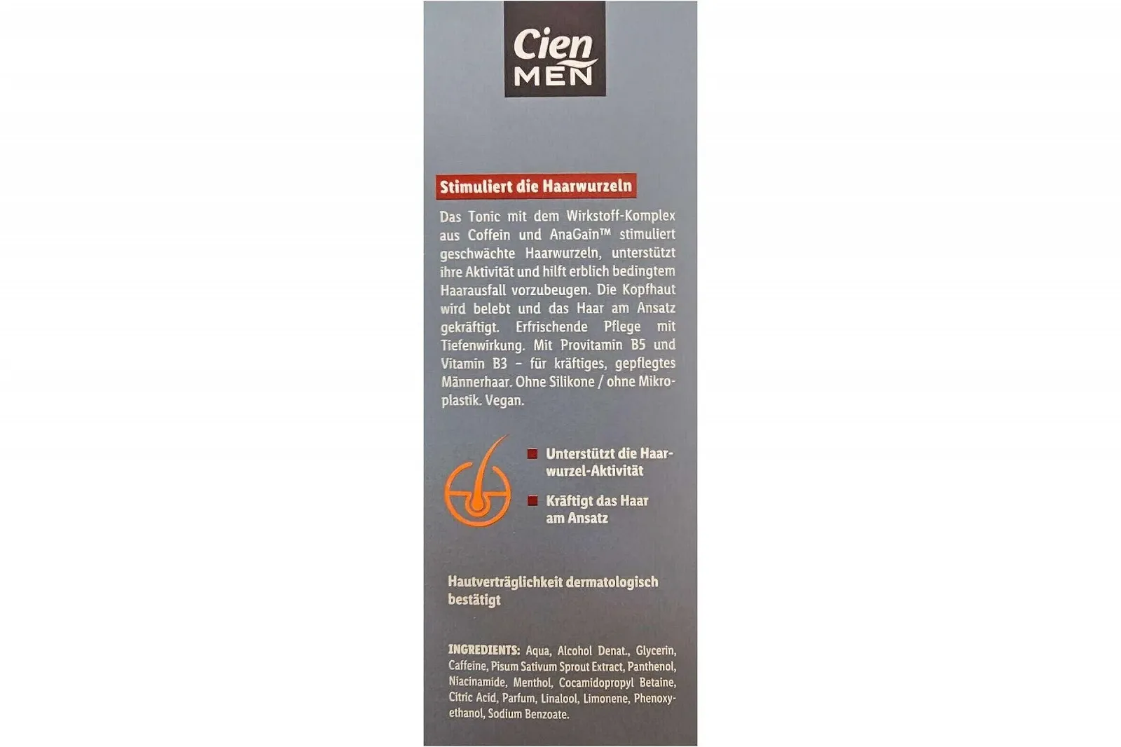 Тонік Cien Men Кофеїн Засіб для догляду за волоссям проти випадіння Веганський 150 мл (3 шт. в упаковці), фото №3