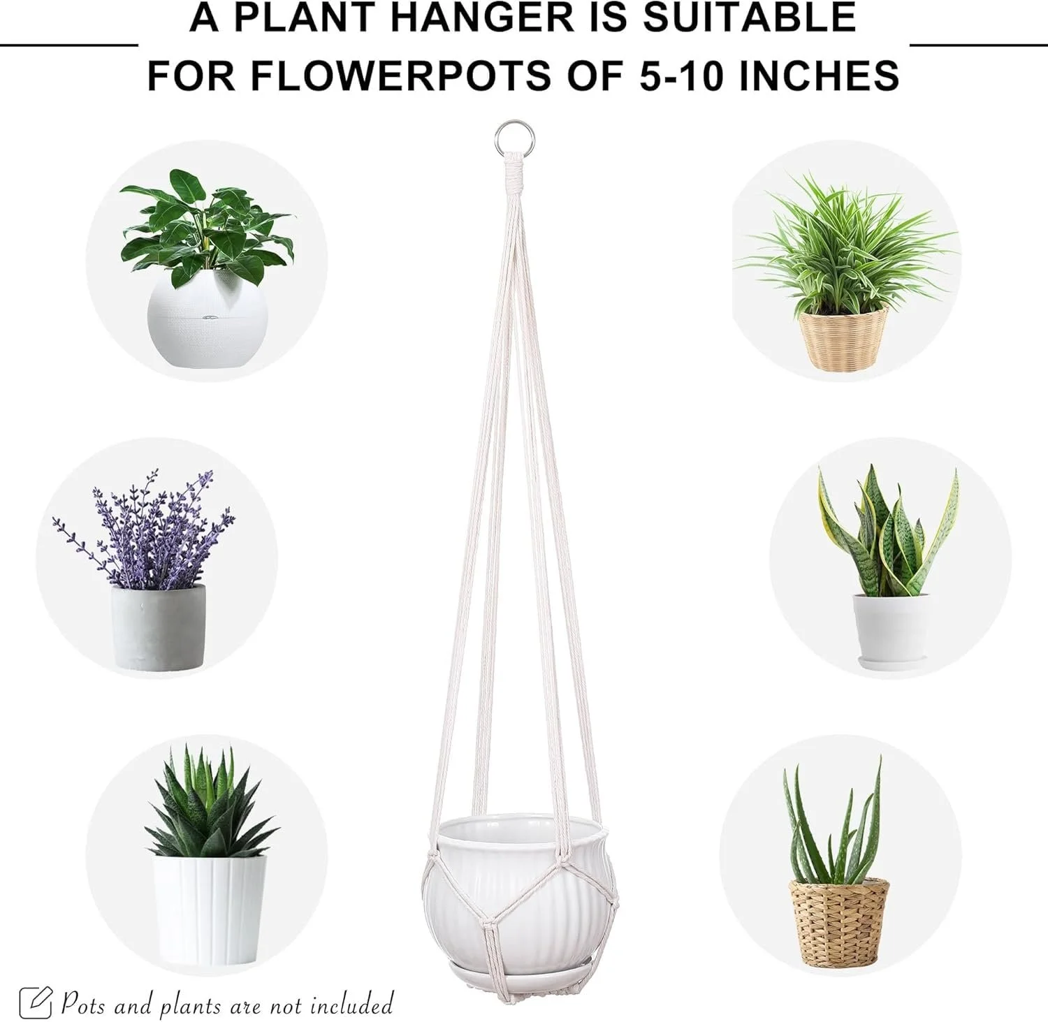 Підвіси для кашпо макраме Набір з 2 шт. 85/87 см бавовняний шнур, фото №5 Підвіси для кашпо макраме Набір з 2 шт. 85/87 см бавовняний шнур, фото №5