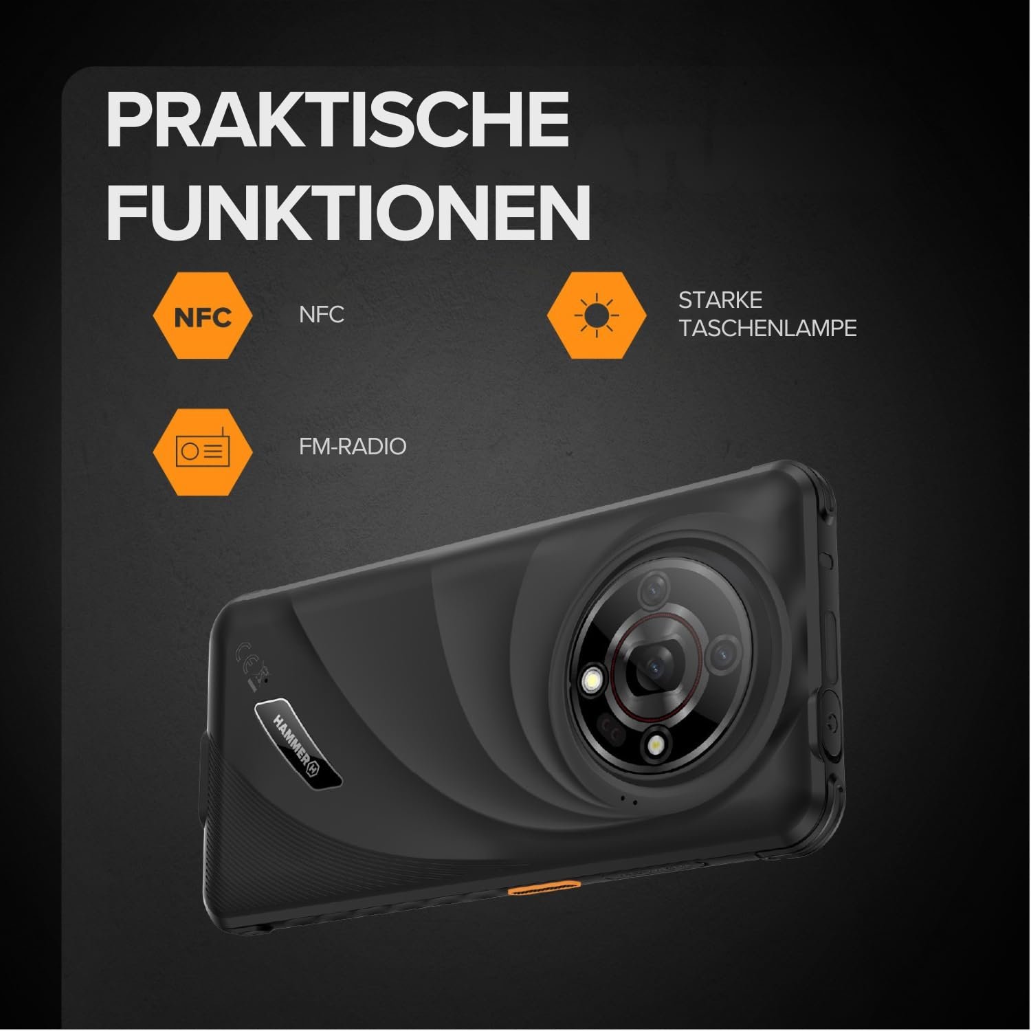 Смартфон Hammer Iron 6 5G 6GB/128GB 6.56-дюймовий 120Hz IP69 6050mAh NFC Чорний, фото №7