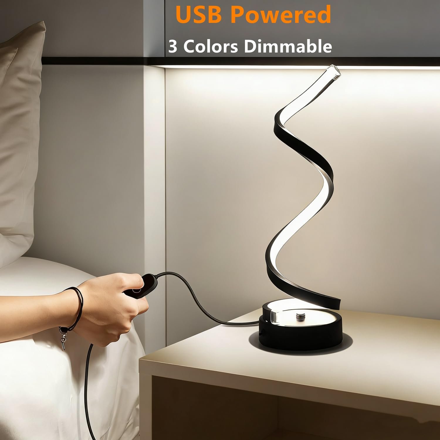 Настільна лампа LED Spiral Дизайн USB 3 колірні температури, фото №3