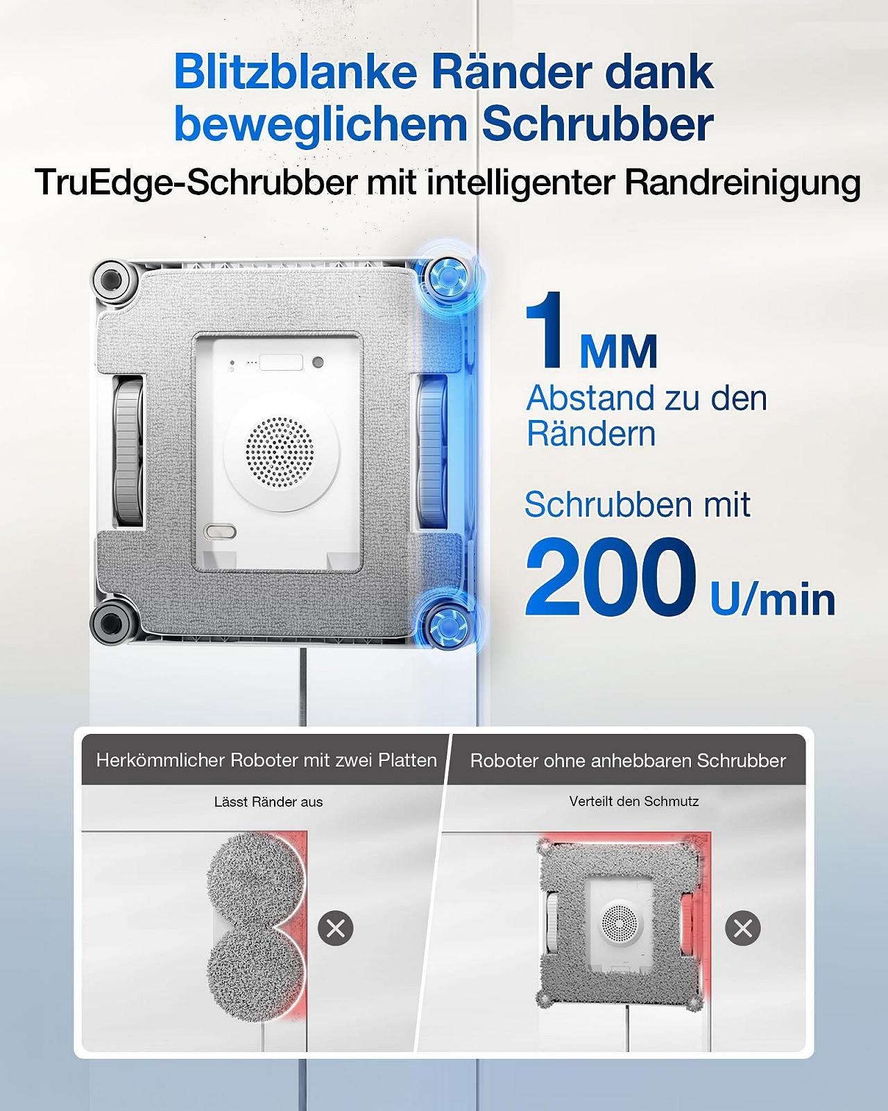 Робот для мытья окон ECOVACS Winbot W2S Omni с многофункциональной станцией, интеллектуальная очистка до краев с TruEdge, зарядка во время работы, три водных форсунки, 12-уровневая защита, фото №3