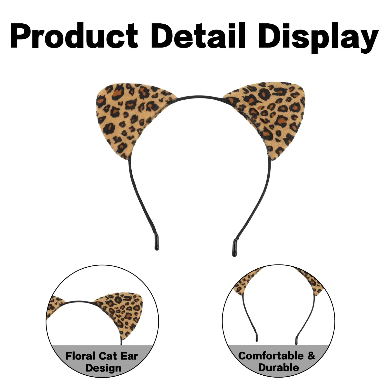 Обруч Леопардовый с мультяшными ушками, фото №3