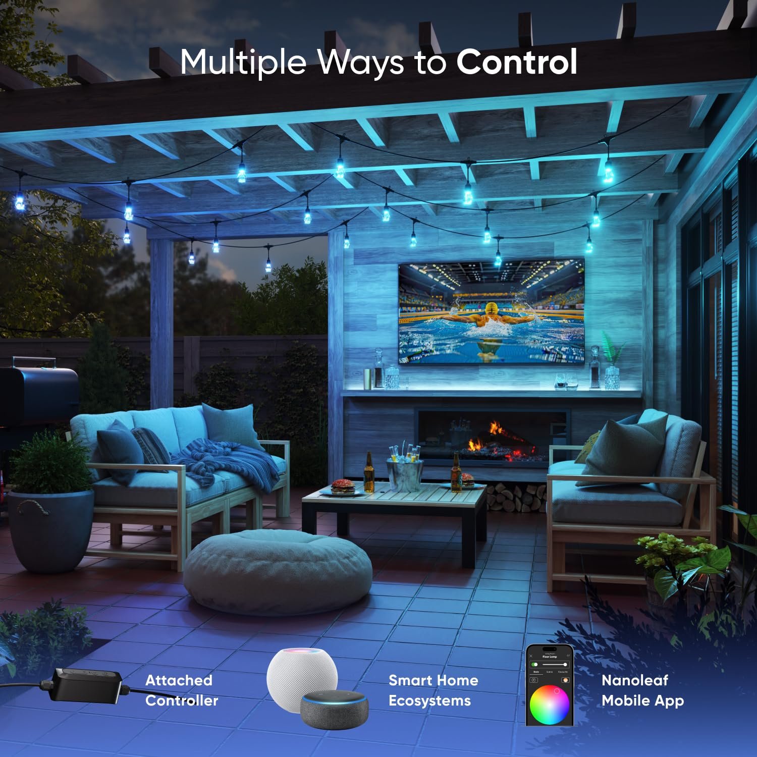 Гірлянда Nanoleaf Essentials Matter LED, 15 м, комплект розширення (RGBICW), фото №9