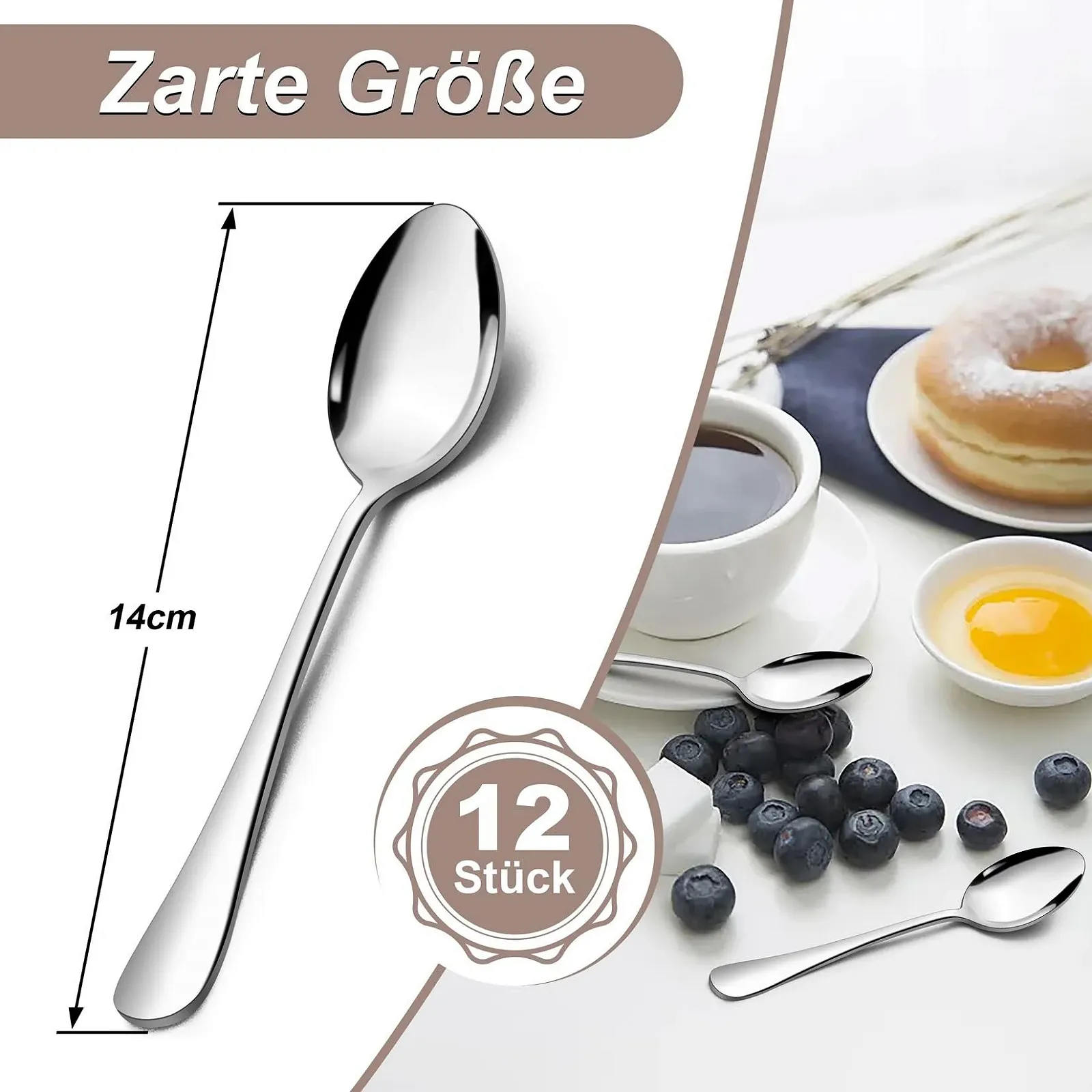 Ложка чайна Onader, набір 12 шт., нержавіюча сталь, 14 cm, фото №2