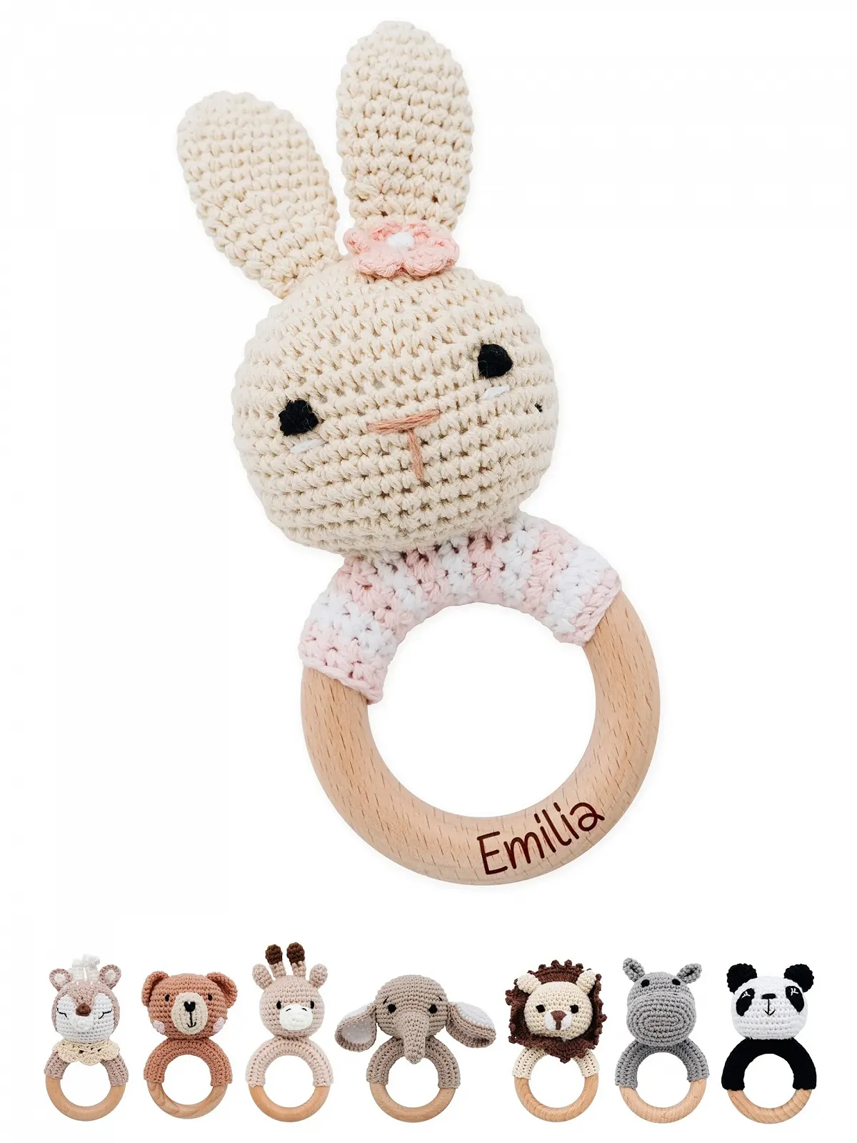 Прорезыватель для зубов Bärenfreunde® Персонализированный Зайчик Полосатый Розовый с именем, фото №1 Прорезыватель для зубов Bärenfreunde® Персонализированный Зайчик Полосатый Розовый с именем, фото №1