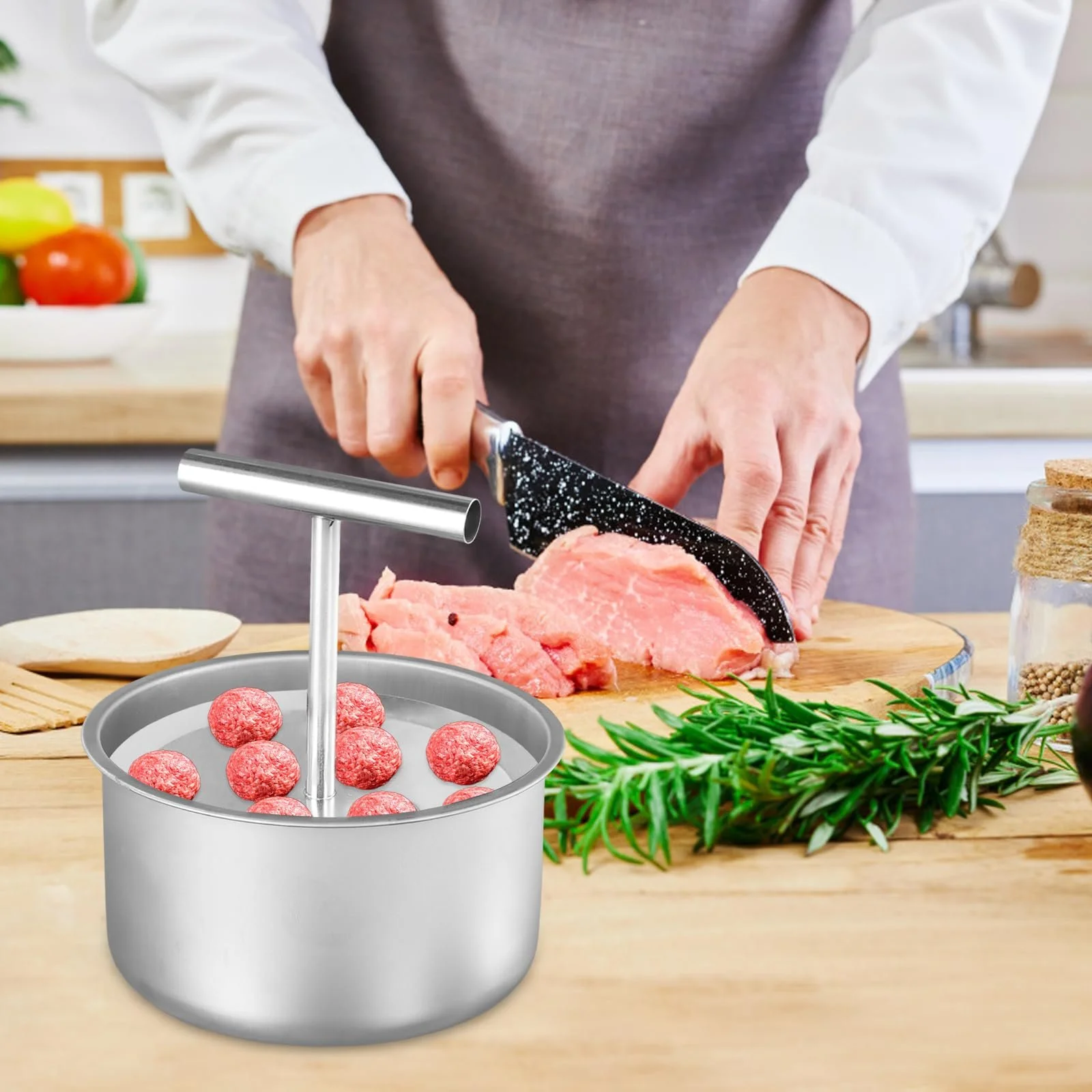 Форма для фрикаделек 12 отверстий нержавеющая сталь ручной пресс для мясных и рыбных шариков, фото №7 Форма для фрикаделек 12 отверстий нержавеющая сталь ручной пресс для мясных и рыбных шариков, фото №7