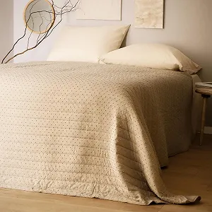 Покрывало Homla Cuddly Плед на диван Флисовое в горошек Бежевый 200 x 220 см - Фото 1