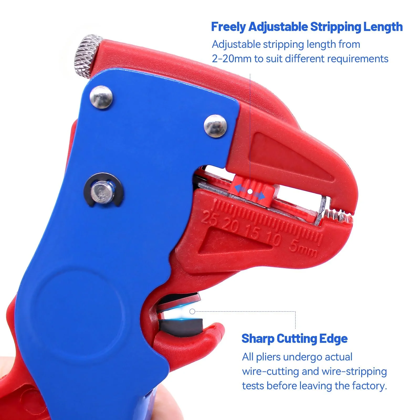 Автоматический стриппер 2-в-1 0.2–6.0 мм² Синий и красный, фото №3