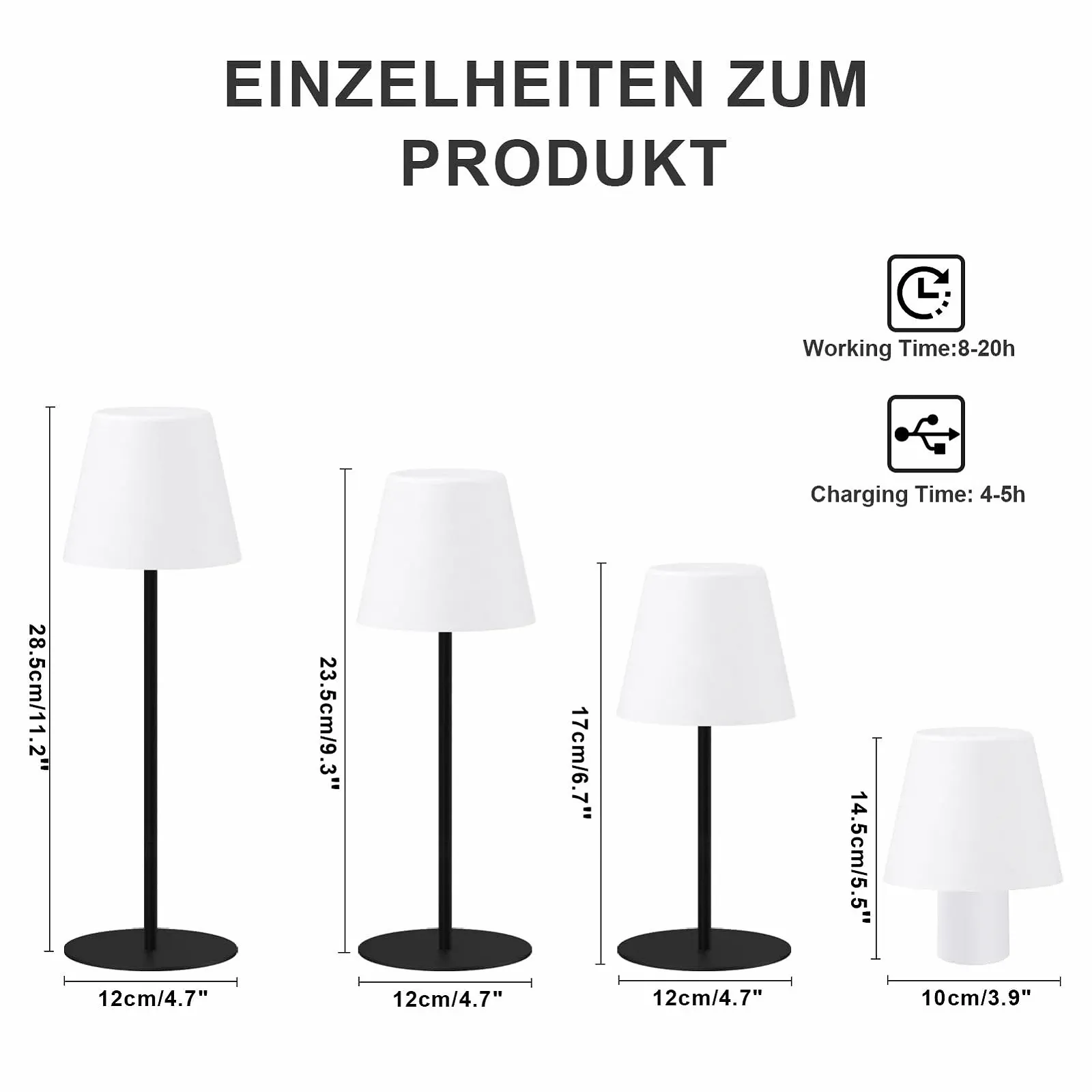 Настільна лампа бездротова світлодіодна RGB акумуляторна водонепроникна IP44 набір з 2, фото №6