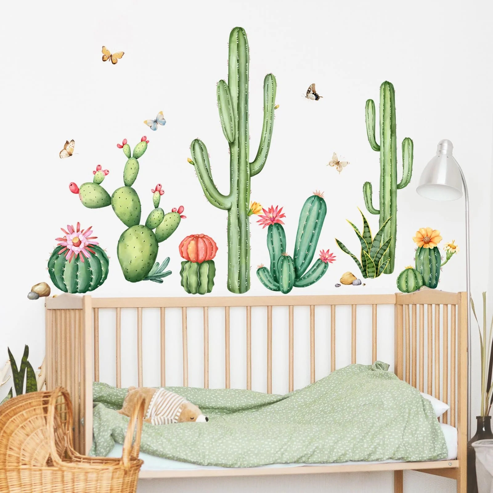 Наклейка на стіну Tanlaby Cactus Tropical Plant Boho Flowers 29 x 90 см Зелена, фото №2